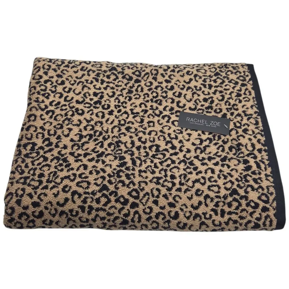Rachel Zoe Leopard Print Oversized Beach Towel 40x70 Tan Black Quick Dry